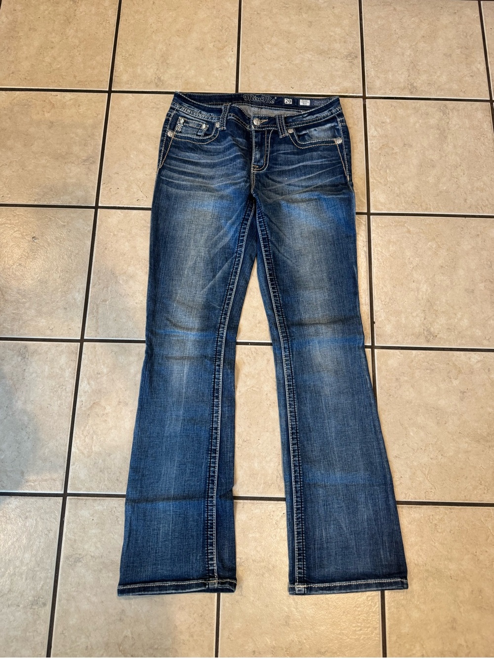 Miss Me Flare Jeans in Dark Blue Wash